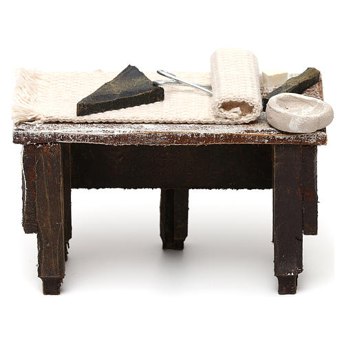Banco di lavoro sarto resina presepe 12 cm 5x10x5 cm 4