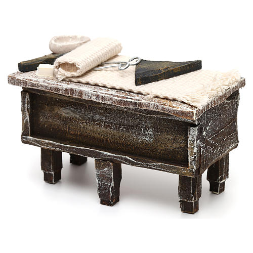 Banco de trabalho para alfaiate resina 5x10x5 cm para presépio com figuras de 12 cm de altura média 2