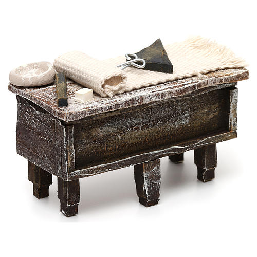 Banco de trabalho para alfaiate resina 5x10x5 cm para presépio com figuras de 12 cm de altura média 3
