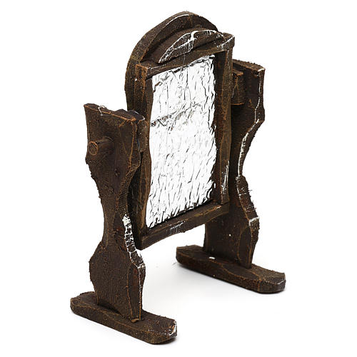 Espelho madeira e papel-alumínio 10x5x5 cm para presépio com figuras de 10 cm de altura média 3