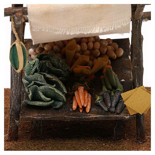 Miniature vegetable stall with tent, for 12 cm nativity 15x20x20 cm 2
