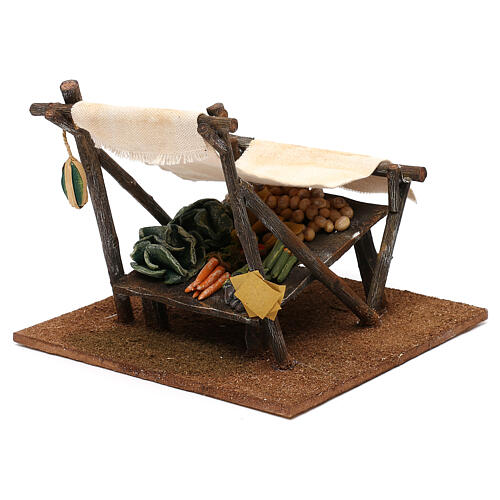 Miniature vegetable stall with tent, for 12 cm nativity 15x20x20 cm 3