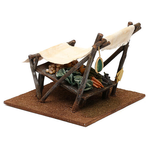 Miniature vegetable stall with tent, for 12 cm nativity 15x20x20 cm 4