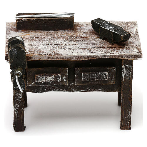 Mini blacksmith workbench with tools, 12 cm nativity 5x10x5 cm 1