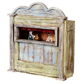 Miniature theater in wood, for 10 cm nativity 20x15x5 cm