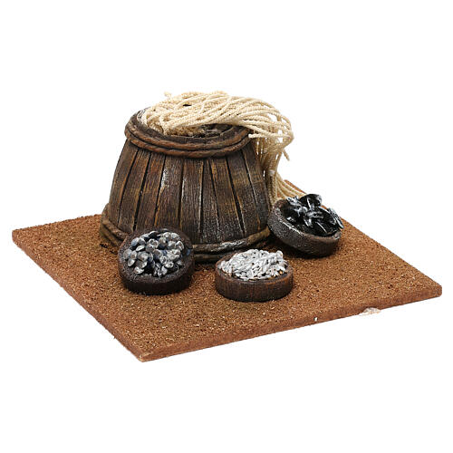 Barrel with fish baskets for Nativity Scene 12 cm 5x15x15 cm 3