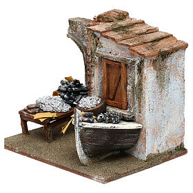 Setting for fishmonger with boat and fish for 10 cm Nativity Scene, 15x20x15 cm