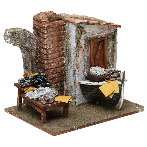 Setting for fishmonger with boat and fish for 10 cm Nativity Scene, 15x20x15 cm 3