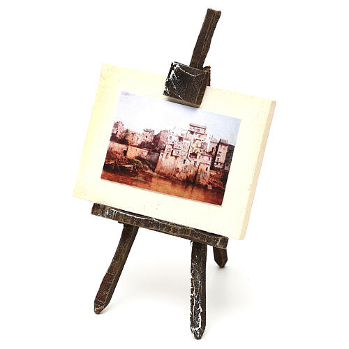 Miniature easel with painted canvass, for 12 cm nativity 10x5x5 cm 2