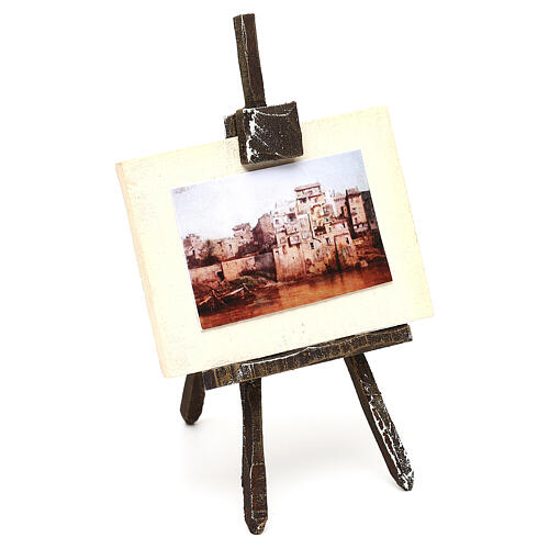 Miniature easel with painted canvass, for 12 cm nativity 10x5x5 cm 3