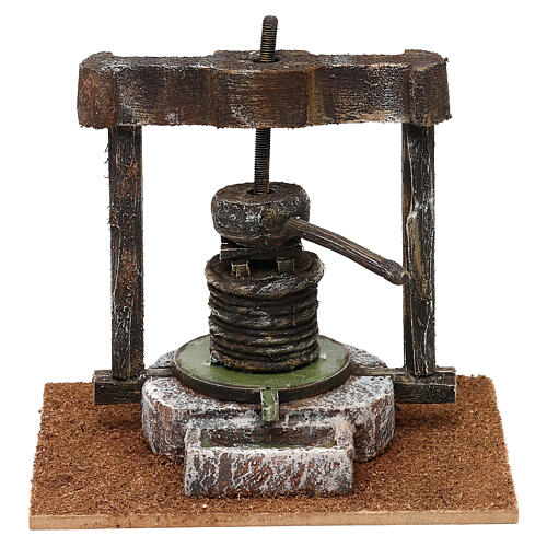 Miniature press, resin and wood, for 10 cm Nativity Scene, 15x15x10 cm 1