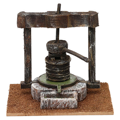 Mini wine press in resin and wood, 10 cm nativity 15x15x10 cm 1