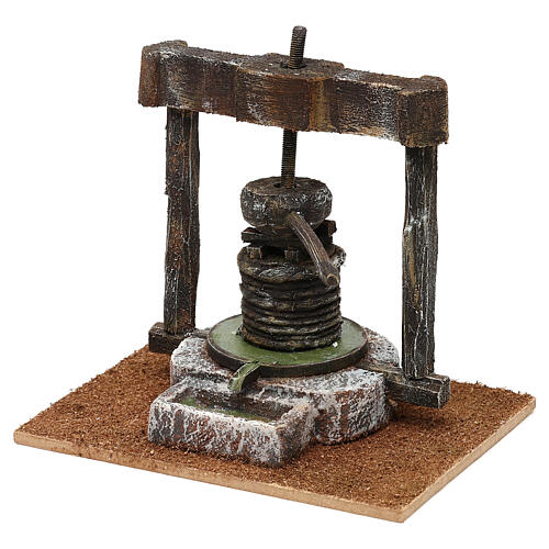Mini wine press in resin and wood, 10 cm nativity 15x15x10 cm 2