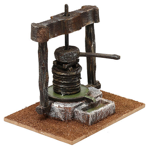 Mini wine press in resin and wood, 10 cm nativity 15x15x10 cm 3
