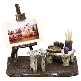 Atelier pittore con cavalletto presepe 10 cm 10x10x5 cm