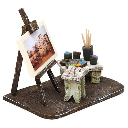 Painter's studio with easel for 10 cm nativity 10x10x5 cm 3