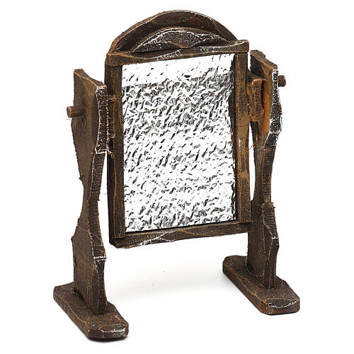 Spiegel aus Holz und Aluminium für Krippen, 10x10x5 cm 3