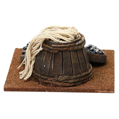 Fischhändler Szene mit Fass für Krippe 10 cm 10x5x10 cm 4