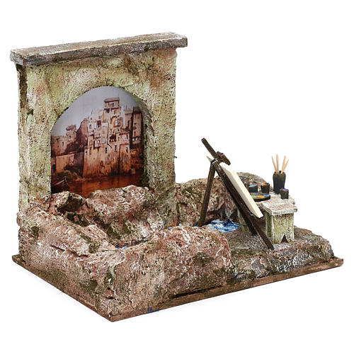 Street artist setting for 12 cm Nativity scene, 20x25x15 cm 3
