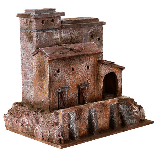 Haus mit Terrasse aus Harz für Krippe 20X20X15 cm 3