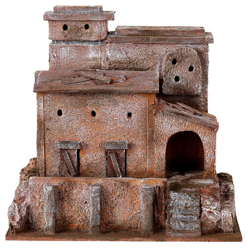 Casa con terrazza resina presepe 20X20X15 cm 1