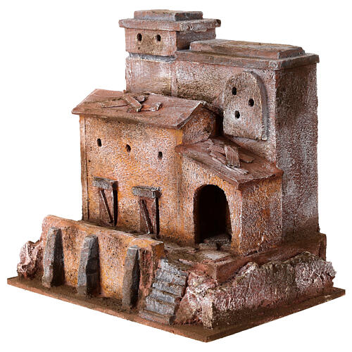 Casa con terrazza resina presepe 20X20X15 cm 2