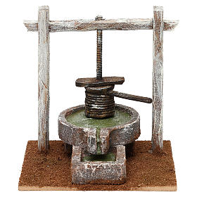 Winepress in wood and resin for 10 cm Nativity scene, 15x15x10 cm