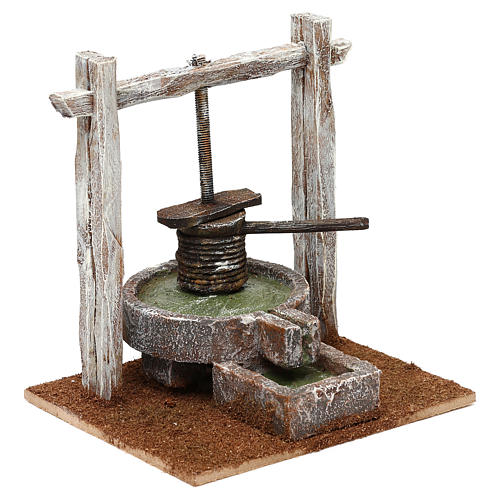 Winepress in wood and resin for 10 cm Nativity scene, 15x15x10 cm 3