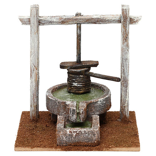 Miniature press with wood structure resin, for 10 cm nativity 15x15x10 cm 1