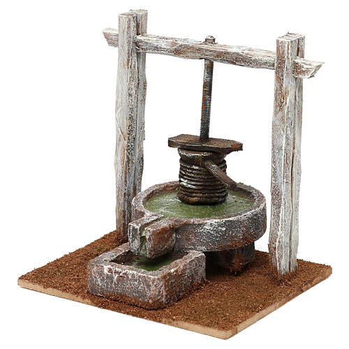 Miniature press with wood structure resin, for 10 cm nativity 15x15x10 cm 2