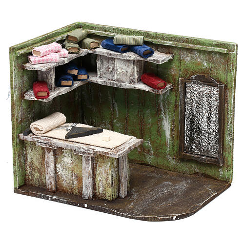 Schneiderladen mit Stoffen für Krippe 12 cm 15x15x10 cm 2