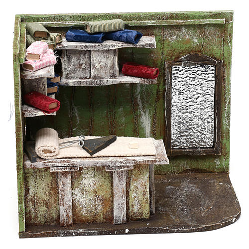 Bottega sarto con stoffe presepe 12 cm 15x15x10 cm 1
