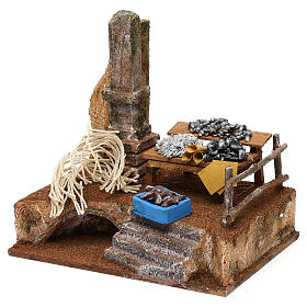 Ambientazione pescivendolo bancarella presepe 10 cm 20x20x15 cm