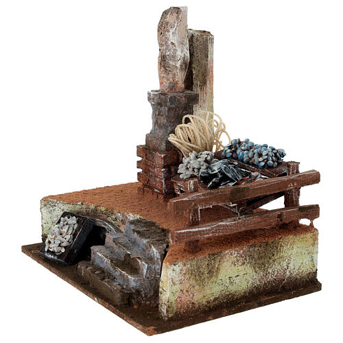 Otoczenie sprzedawca ryb stoisko szopka 10 cm 20x20x15 cm 3