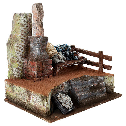 Cenário peixeiro banca 20x20x15 cm para presépio com figuras de 10 cm de altura média 2