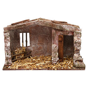 Stone shack in with straw for 10 cm Nativity scene, 20x30x15 cm
