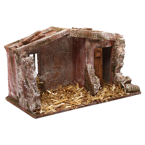 Stone shack in with straw for 10 cm Nativity scene, 20x30x15 cm 6