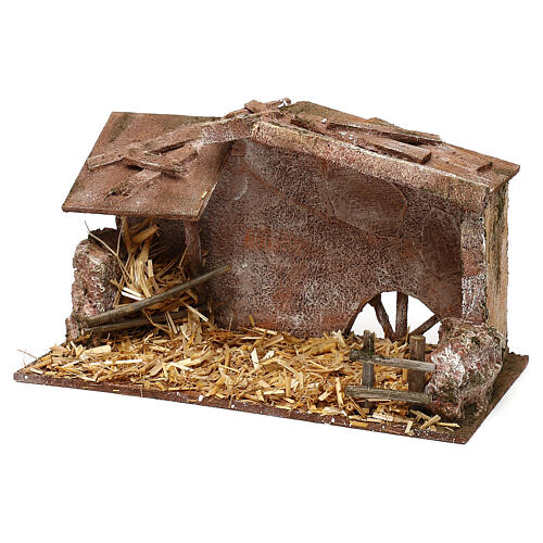 Stable with barn and straw measuring 15x25x15 cm for 10 cm nativity scenes 2