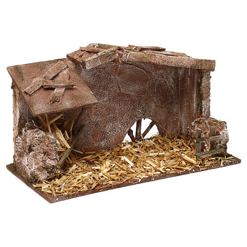 Stable with barn and straw measuring 15x25x15 cm for 10 cm nativity scenes 3
