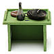 Green shop table with tools for 10 cm Nativity scene, 10x10x5 cm s4