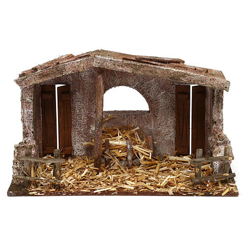 Nativity stable with fence and 2 doors 20x30x15 cm, for 10 cm nativity 1