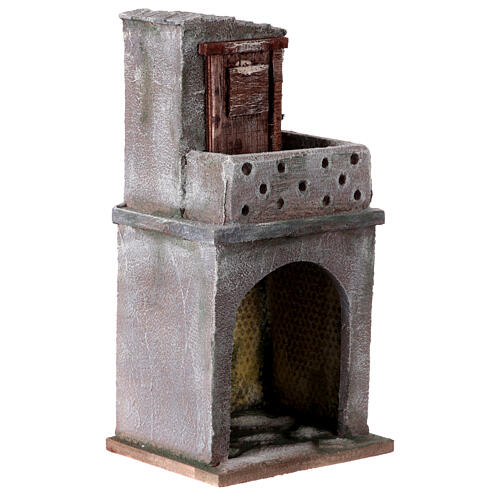 House with balcony and roofed area for 10 cm Nativity scene, 25x15x10 cm 3