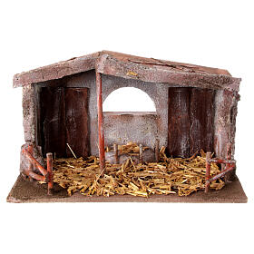 Shack with fenced fireplace for 12 cm Nativity scene, 20x35x10 cm