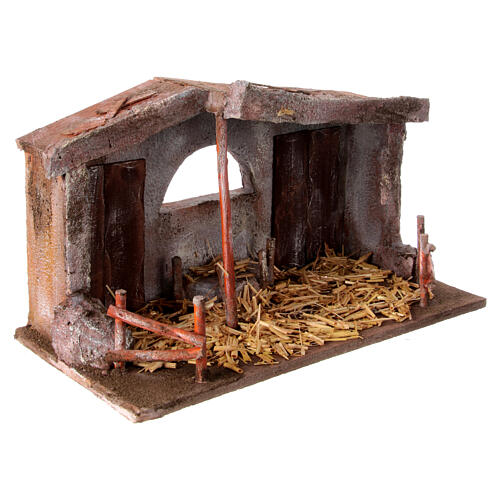 Shack with fenced fireplace for 12 cm Nativity scene, 20x35x10 cm 4