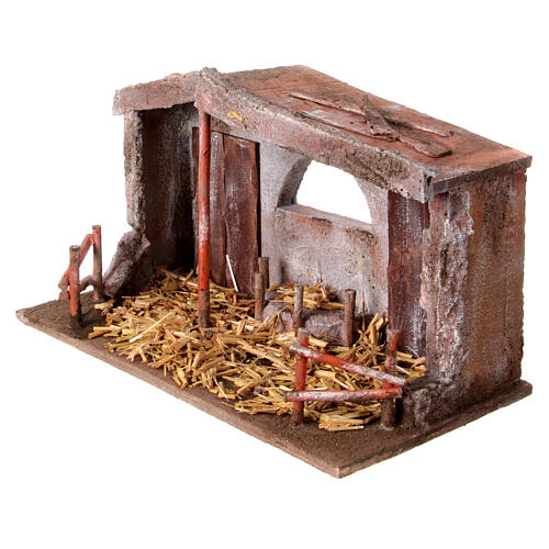 Shack with fenced fireplace for 12 cm Nativity scene, 20x35x10 cm 6