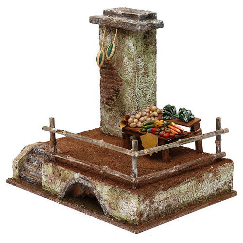 Setting with stall for 12 cm Nativity scene, 20x25x20 cm 2