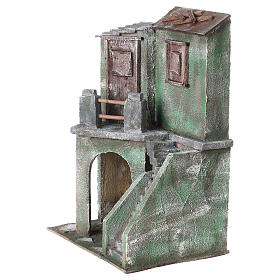 Domek ze schodami i grota, 35x25x15 cm, do szopki 10 cm