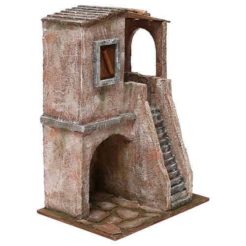 Two-floor house for 12 cm Nativity scene, 34x25x18 cm 3