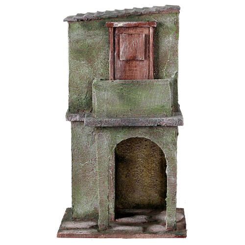 Green house with balcony and stable for 12 cm Nativity scene, 35x20x15 cm 1