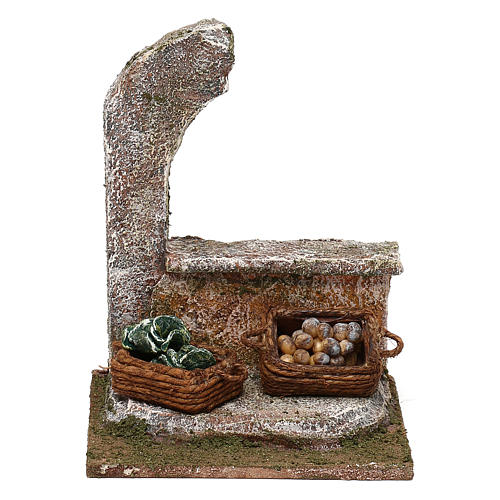 Half-arch with vegetables for 12 cm Nativity scene, 15x10x10 cm 1